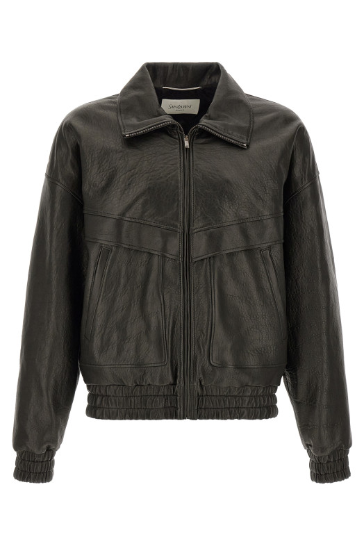Bubble leather jacket Black