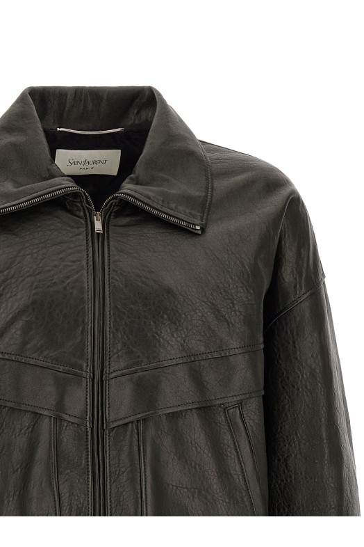 Bubble leather jacket Black