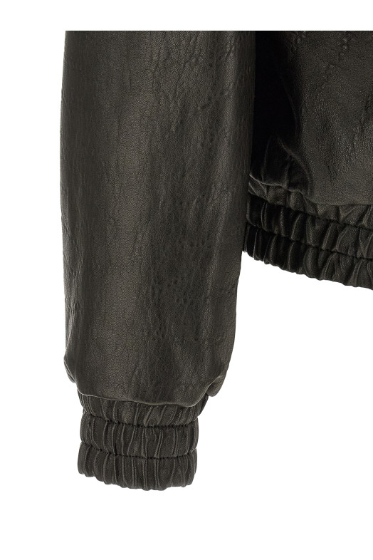Bubble leather jacket Black