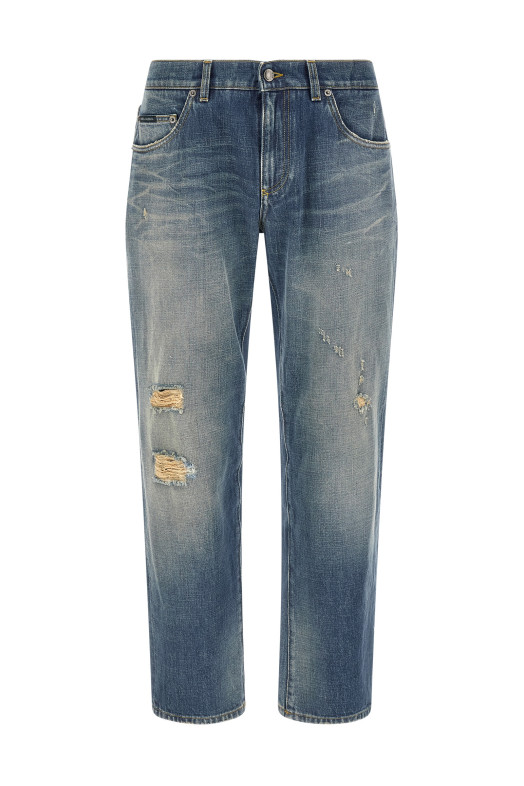 Destroyed logo plaque jeans Blue