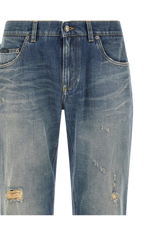 Destroyed logo plaque jeans Blue