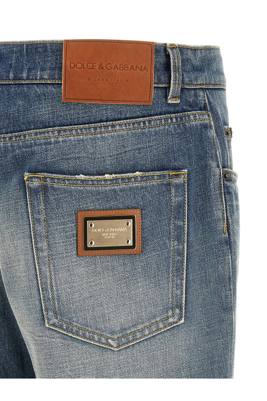 Destroyed logo plaque jeans Blue