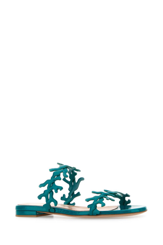 Petrol blue nappa leather Ocean slippers GIANVITO ROSSI (G1015705RICNUI)