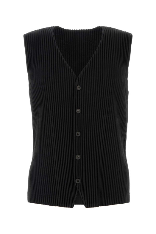 Black polyester vest HOMME PLISSE' ISSEY MIYAKE (HP67JE511)