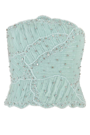 Light-blue tulle Fiori bodice Blue COSTARELLOS (SS2655)