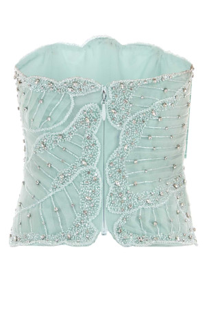 Light-blue tulle Fiori bodice Blue COSTARELLOS (SS2655)