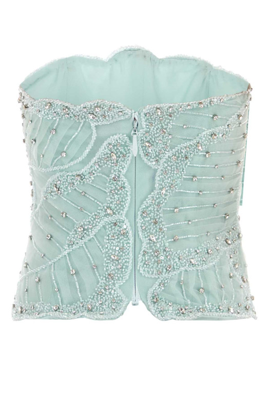 Light-blue tulle Fiori bodice Blue COSTARELLOS (SS2655)