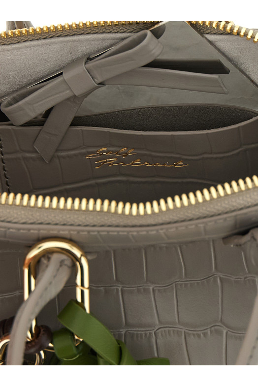 'Croc Leather Mini Toast' handbag  Gray