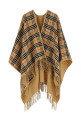 Check wool reversible cape Beige