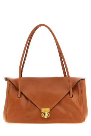 Leather E/W Shoulder Bag Brown