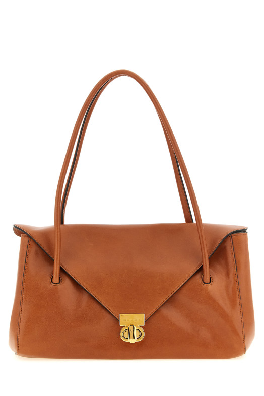 Leather E/W Shoulder Bag Brown