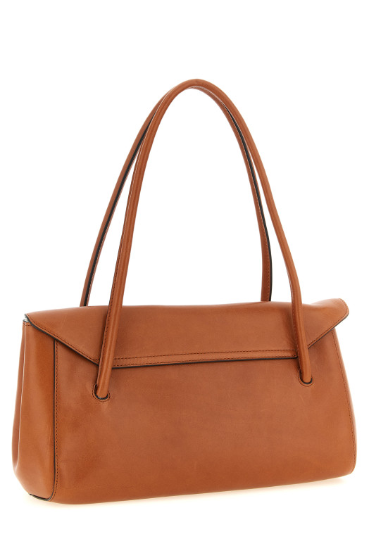 Leather E/W Shoulder Bag Brown