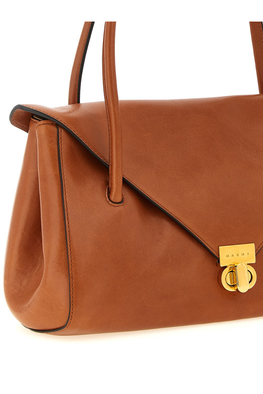 Leather E/W Shoulder Bag Brown