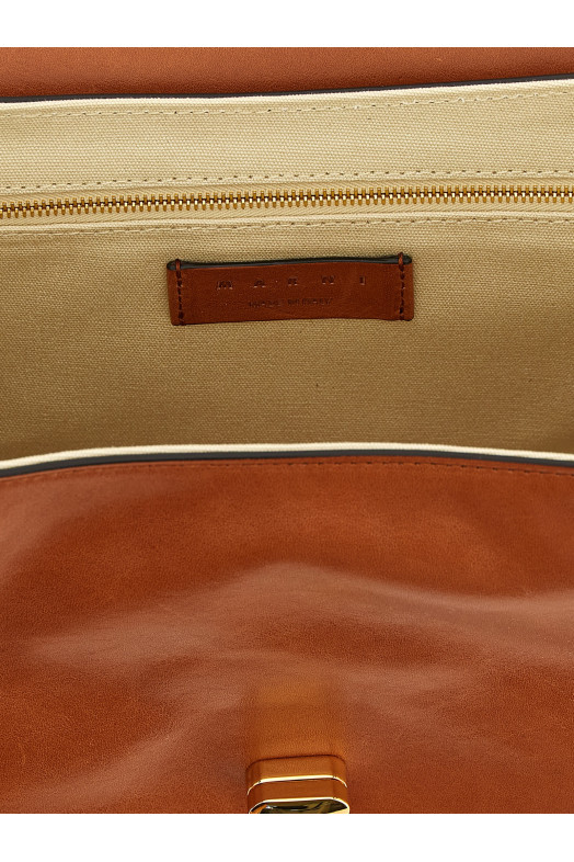 Leather E/W Shoulder Bag Brown