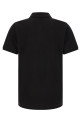 Leather logo patch polo shirt Black