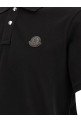 Leather logo patch polo shirt Black