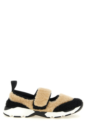 Mary Jane fur sneakers Black-grey
