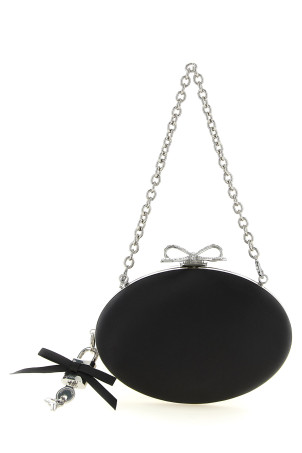 Clutch satin Oval Black