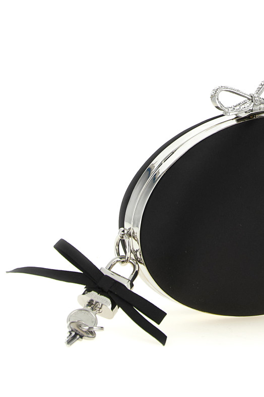 Clutch satin Oval Black