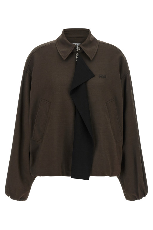 Viscose and wool jacket Brown