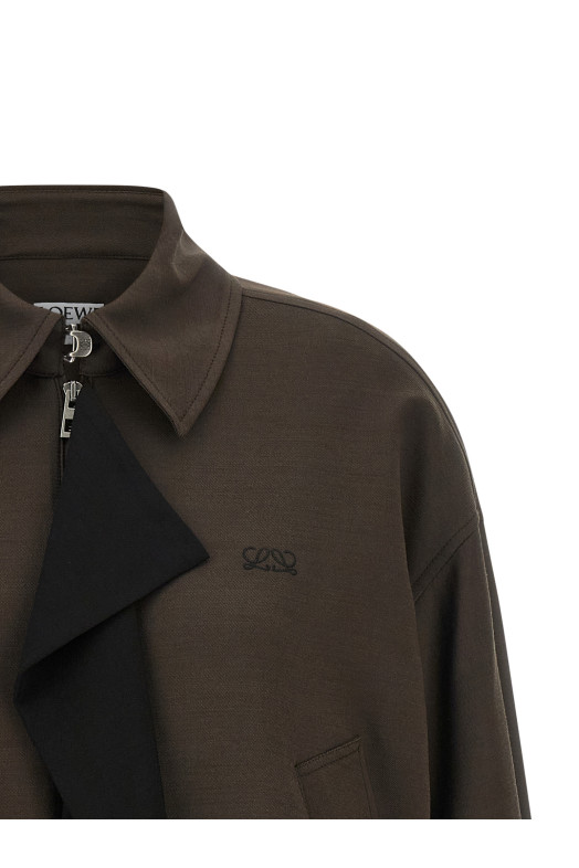 Viscose and wool jacket Brown