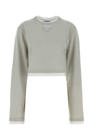 Grey cotton t-shirt PRADA (34693SOOO15ZG)