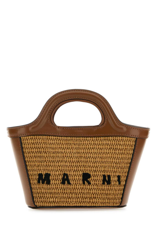 Two-tone leather and straw Tropicalia handbag MARNI (BMMP0067Q0P3860)