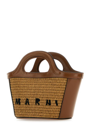 Two-tone leather and straw Tropicalia handbag MARNI (BMMP0067Q0P3860)