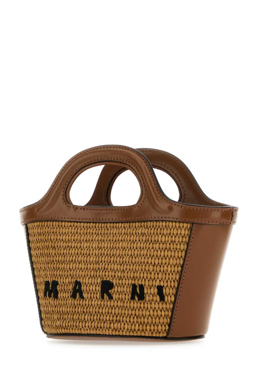 Two-tone leather and straw Tropicalia handbag MARNI (BMMP0067Q0P3860)