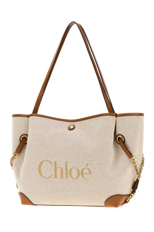 Sand canvas ChloÃ© Clover shopping bag CHLOE (CH26AS655S63)