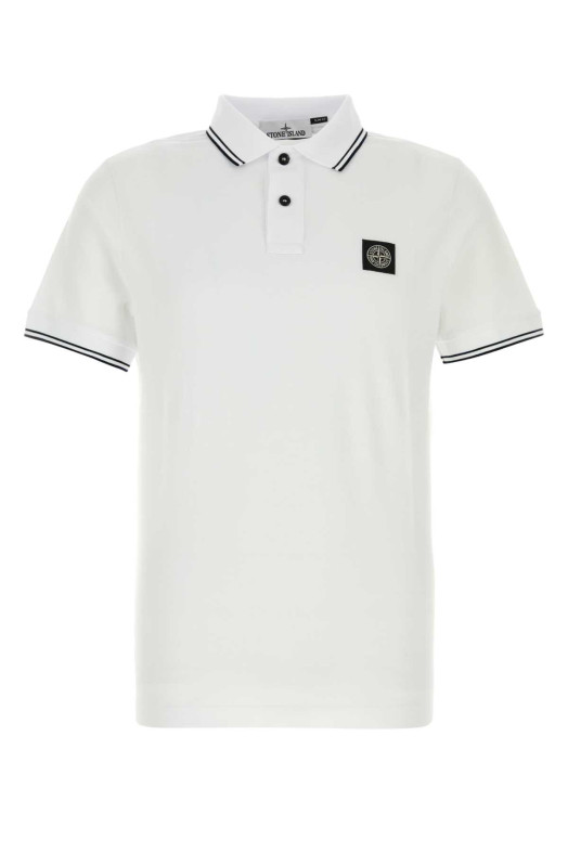 White stretch piquet polo shirt STONE ISLAND (L2S152200010S0018)