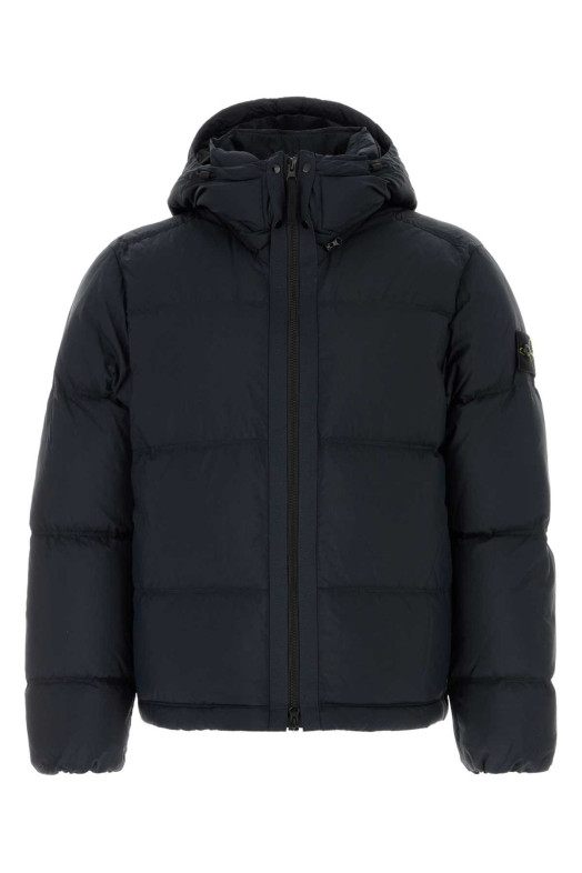 Navy blue nylon down jacket Black STONE ISLAND (L2S154100013S0483)