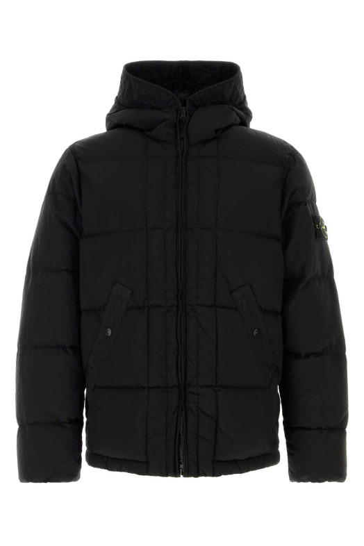 Black nylon down jacket Black STONE ISLAND (L2S154100019S0019)