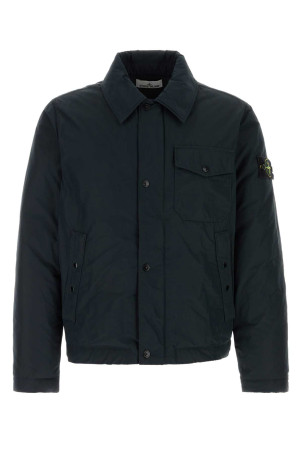 Midnight blue polyester blend down jacket Black STONE ISLAND (L2S154100022S0A26)