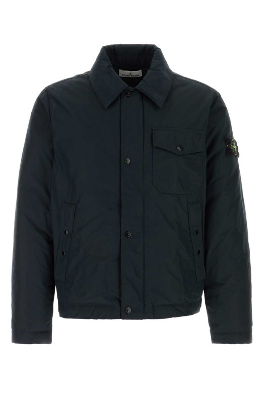 Midnight blue polyester blend down jacket Black STONE ISLAND (L2S154100022S0A26)