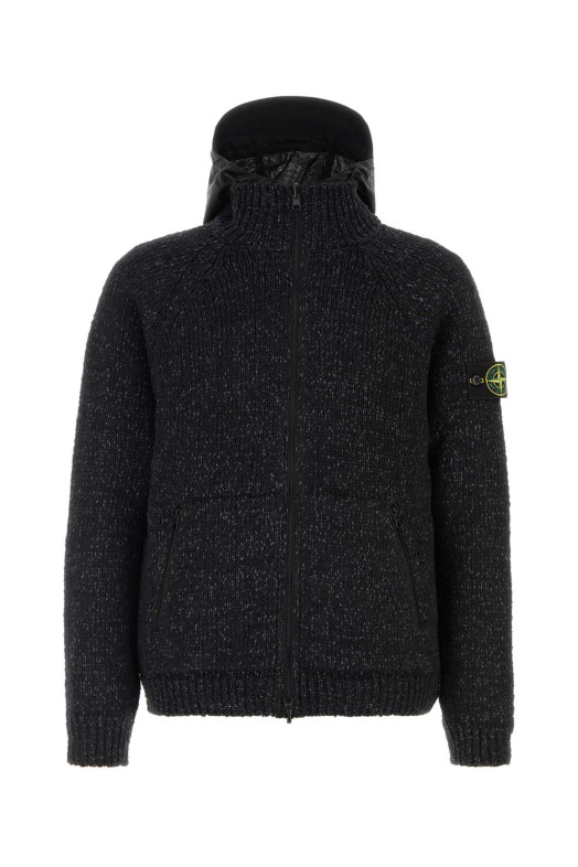 Melange black cotton blend reversible jacket Black STONE ISLAND (L2S155100015S0N18)