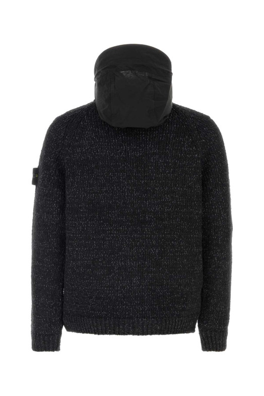 Melange black cotton blend reversible jacket Black STONE ISLAND (L2S155100015S0N18)