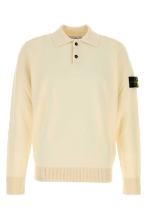 Ivory wool polo shirt White STONE ISLAND (L2S155100018S00B4)
