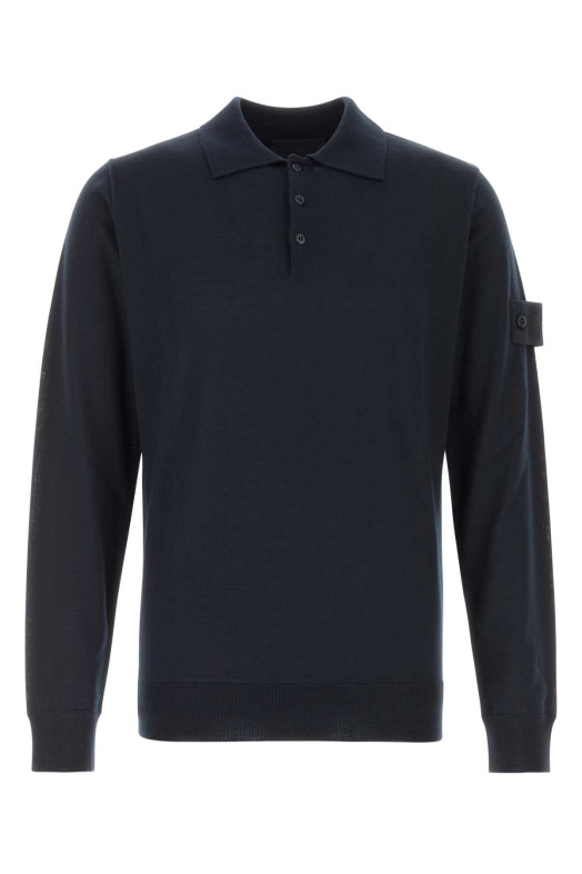 Midnight blue wool polo shirt Black STONE ISLAND (L2S155100076S00FC)