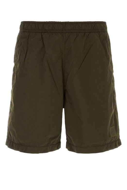Olive green nylon bermuda shorts STONE ISLAND (L2S15B100002S00F6)