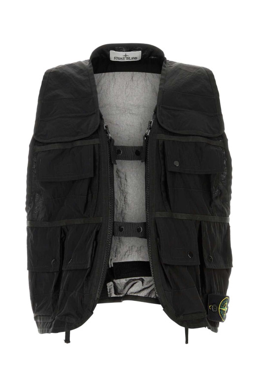 Black nylon vest Black STONE ISLAND (L2S15G100016S0424)