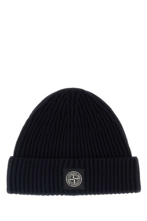 Midnight blue wool beanie hat Black STONE ISLAND (L2S15N100002S00C3)