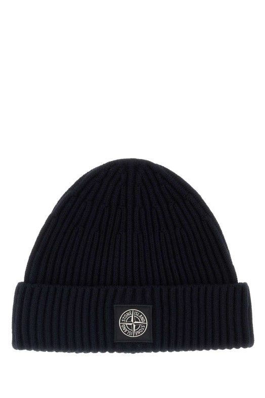 Midnight blue wool beanie hat Black STONE ISLAND (L2S15N100002S00C3)