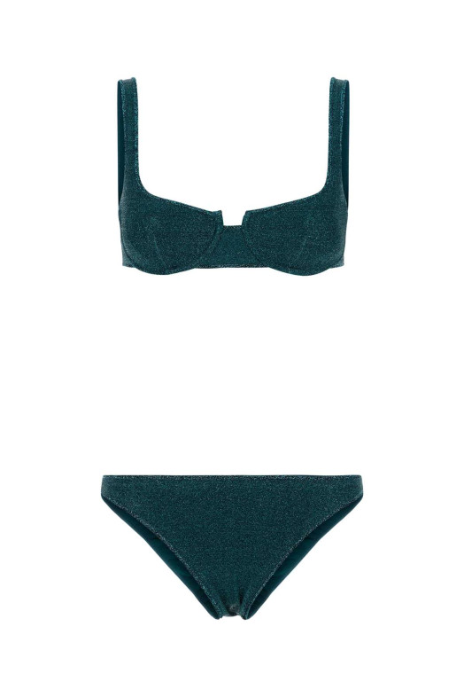 Petrol blue nylon blend bikini OSEREE (LAF257)