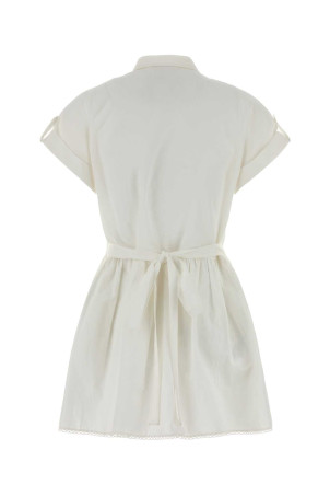 White cotton blend dress Black MIU MIU (MF6142SOOO163M)