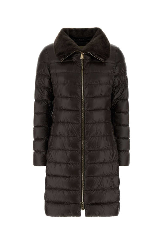 Chocolate nylon Elisa down jacket Gray HERNO (PI0650DIC12017)