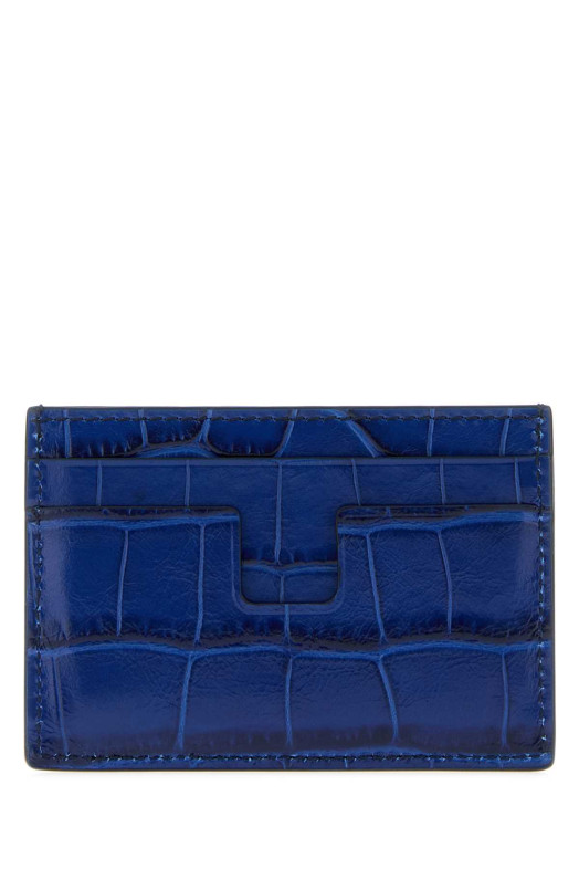 Blue leather card holder TOM FORD (Y0232LCL632S)