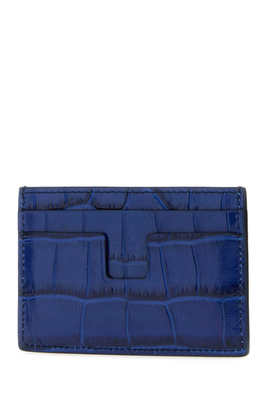 Blue leather card holder TOM FORD (Y0232LCL632S)