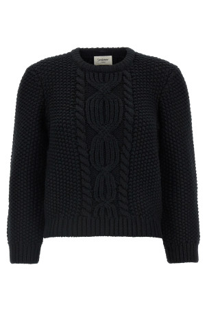 Wool sweater with processing Black