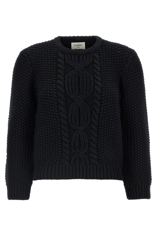 Wool sweater with processing Black